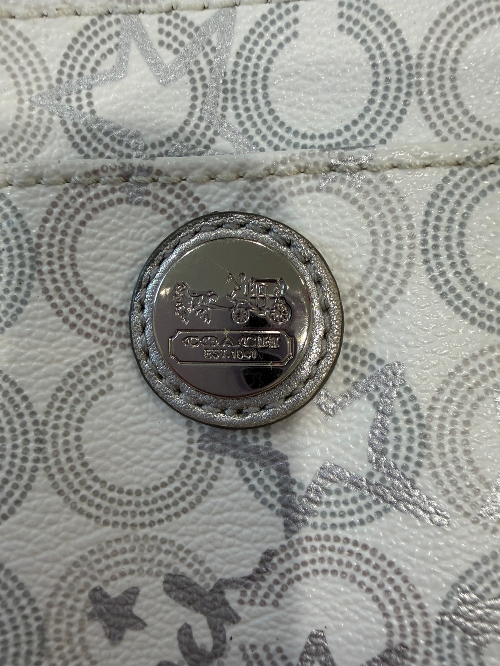 COACH White & Silver Signature Wristlet - Picture 4 of 6